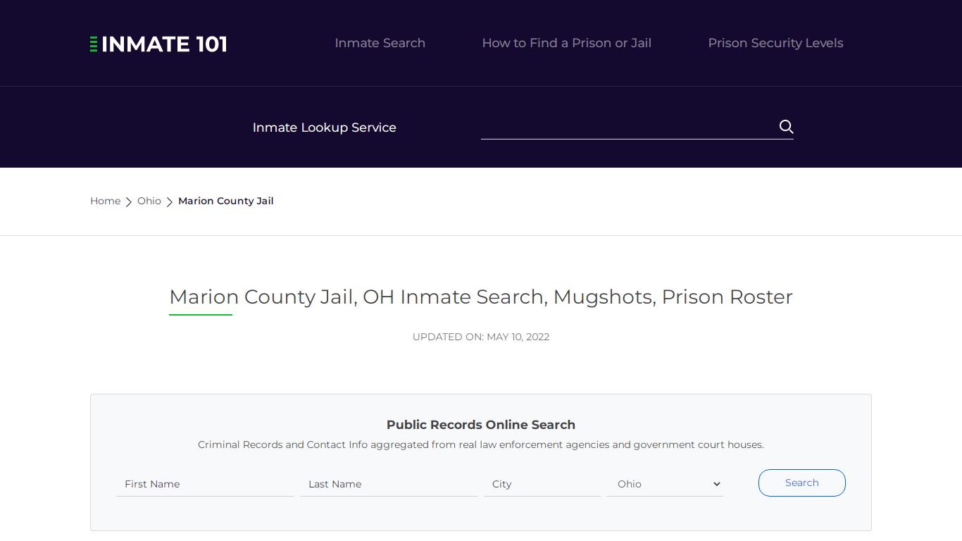 Marion County Jail, OH Inmate Search, Mugshots, Prison ...